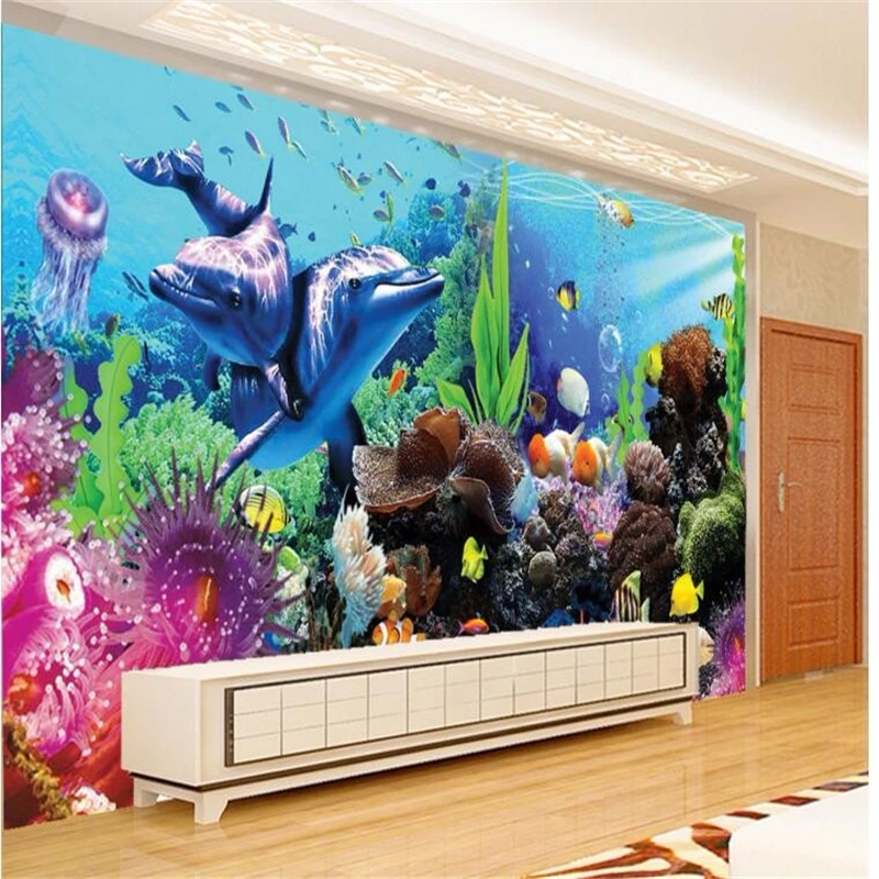 Planted Aquarium Photos - Beibehang benutzerdefinierte 3D-Wandbilder mit tropischen Fischen