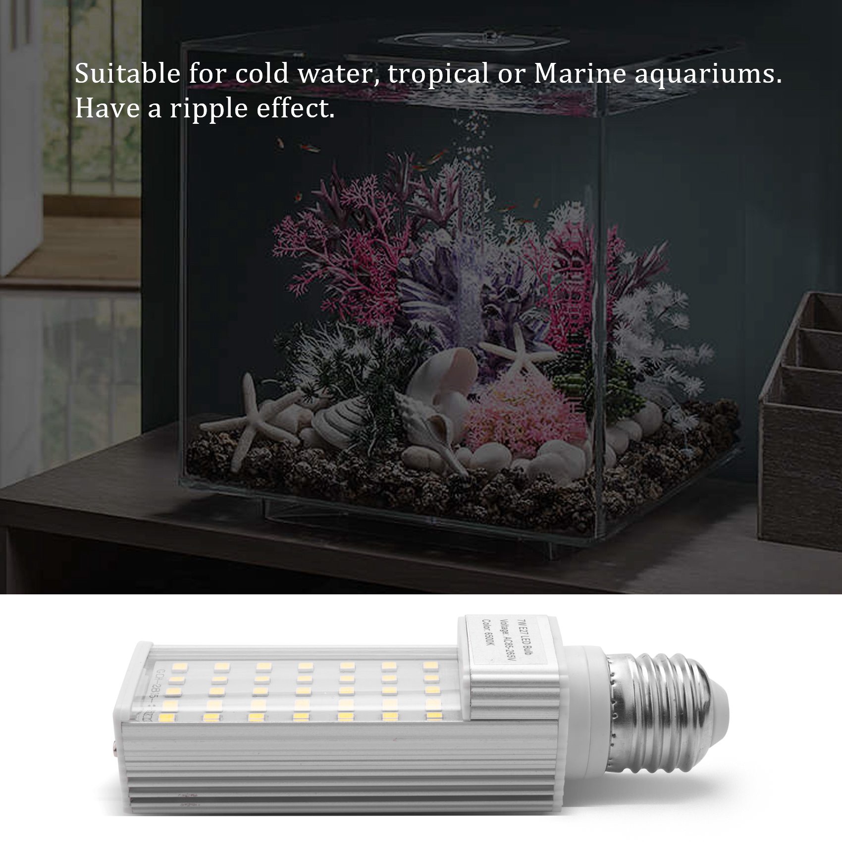 Aquarium Planted Tank Light - A56P-Fishpod Weiße Pflanzen-Aquariumlampe 7W LED-Wachstumslampe für