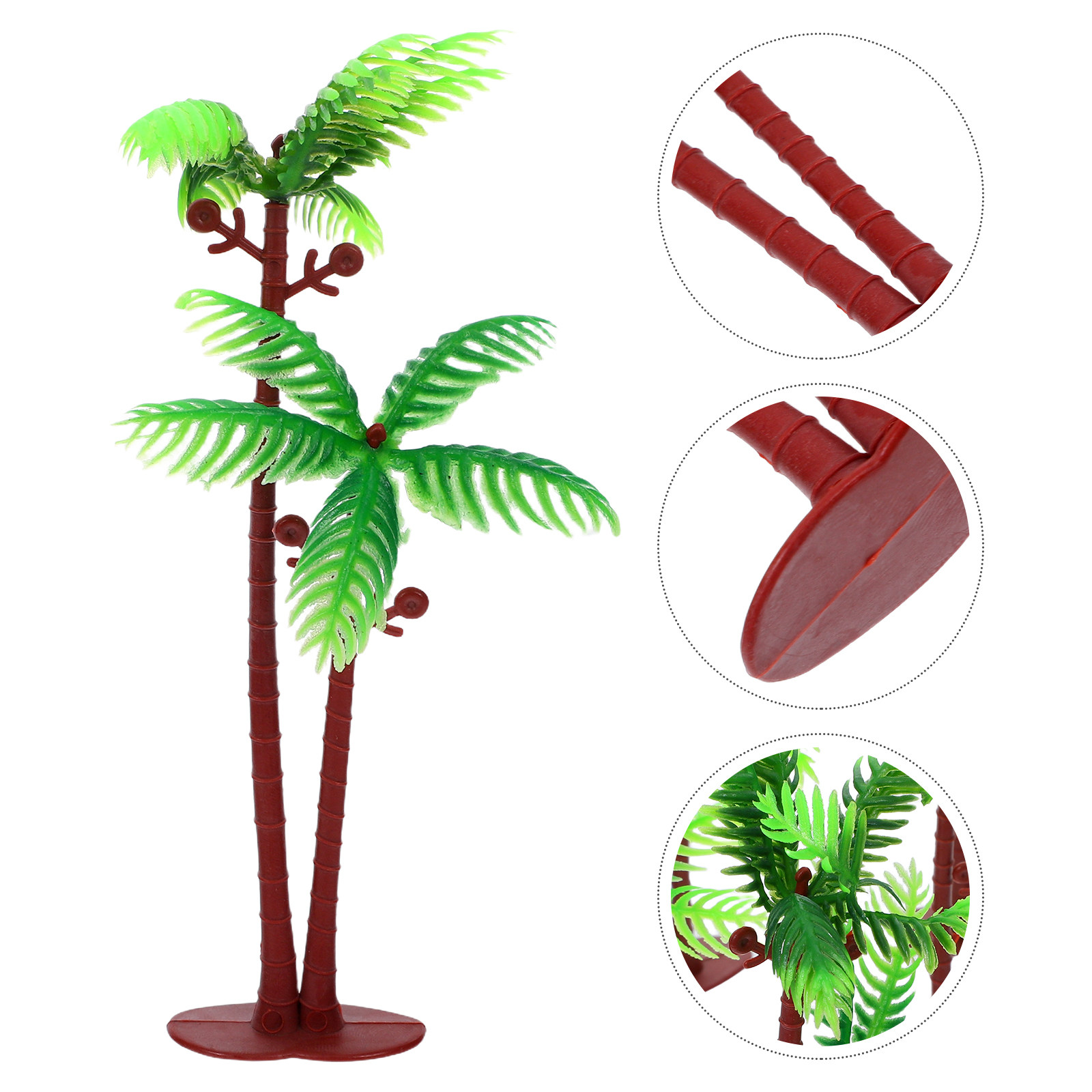Aquarium Planted Tree - 15 Stück Künstliche Kokospalmen Realistische Plastik-Miniatur-Tropenpflanzen-Dekorationen