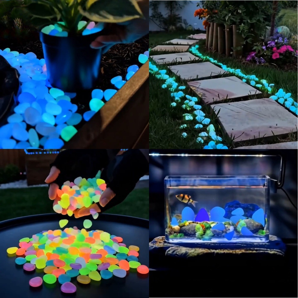 Aquarium Planted Fish Tank - Bunte, im Dunkeln leuchtende Kieselsteine für