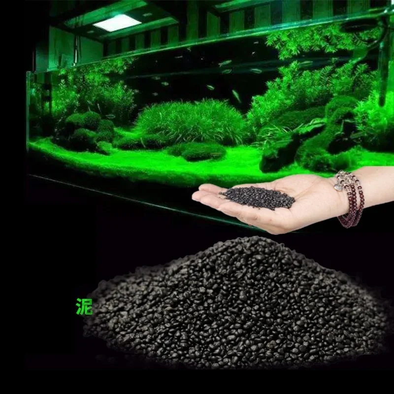 Aquarium Planted Tank Soil - 500g Aquarium-Pflanzenboden, Fruchtbarkeitssubstrat, Schwarzer Ton-Kies für